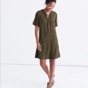 Madewell Novella Lace Up Green Dress XS